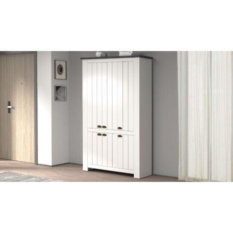 Scarpiera contemporanea 6 ante Silm Bianco Opaco e Ardesia