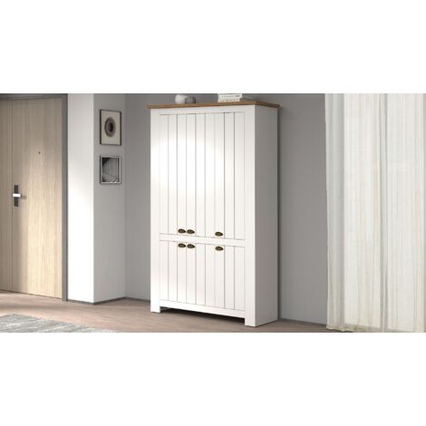 Scarpiera contemporanea 6 ante Silm Bianco Opaco e Rovere Wotan