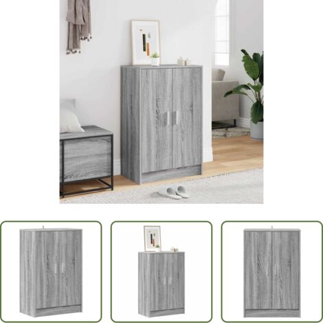 Scarpiera da camera da letto -  Scarpiera Grigio Sonoma 60x35x92 cm in Legno Multistrato
