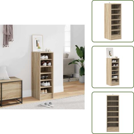 Scarpiera da corridoio - vidaXL Scarpiera Rovere Sonoma 31,5x35x90 cm in Truciolato - Scarpiera in legno