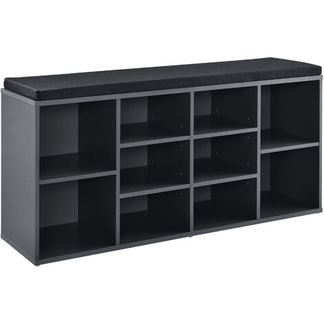 [en.casa] Scarpiera Panchina con Cuscino 10 Vani Sedile Imbottito Portascarpe Colore Legno