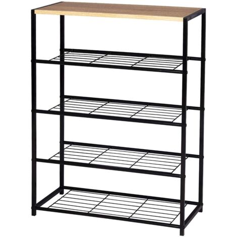 Scarpiera da Ingresso Porta Scarpe Scaffale in Legno e Metallo Vari Modelli tipo: 4 Ripiani