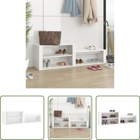Scarpiera da ingresso -  Scarpiera Bianco Lucido 150x35x45 cm in Legno Multistrato