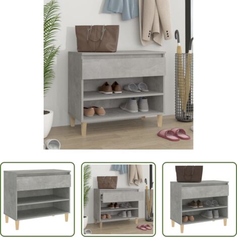 Scarpiera da ingresso -  Scarpiera Grigio Cemento 70x36x60 cm in Legno Multistrato
