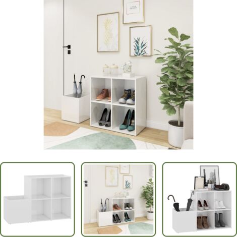 Scarpiera da ingresso -  Scarpiera Ingresso Bianco Lucido 105x35,5x70 Legno Multistrato