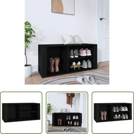 Scarpiera da ingresso -  Scarpiera Nero 100x35x45 cm in Legno Multistrato