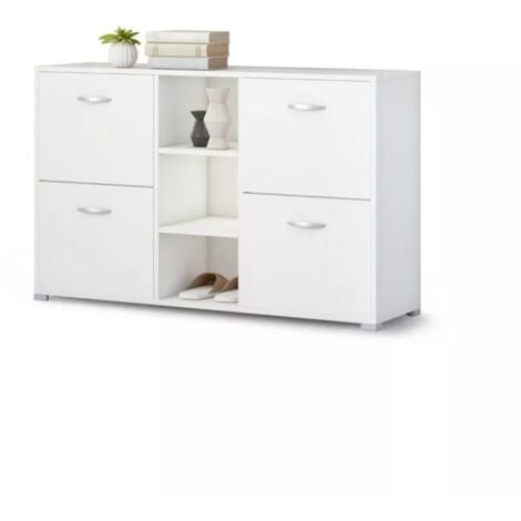 scarpiera da ingresso "venere" con 4 ante colore bianco, 125x35x75 cm