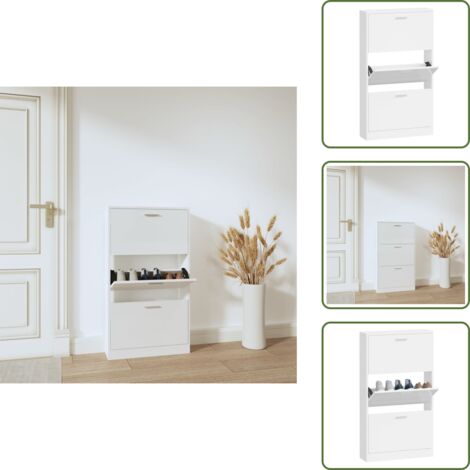 Scarpiera da ingresso - vidaXL Scarpiera Bianco Lucido 59x17x108 cm in Legno Multistrato - Scarpiera da soggiorno