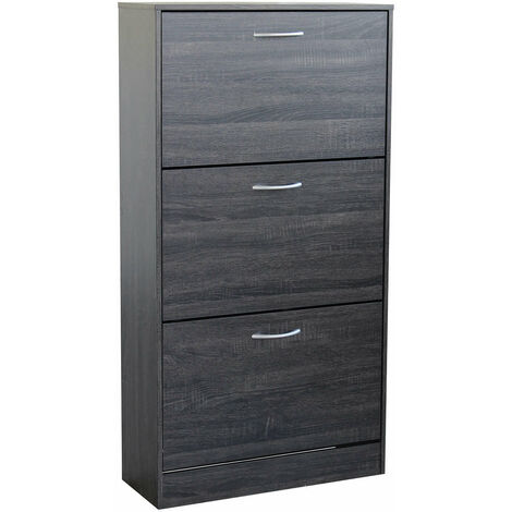 Scarpiera da interno a 3 ante in legno con doppio scomparto Flora -  DarkGrey