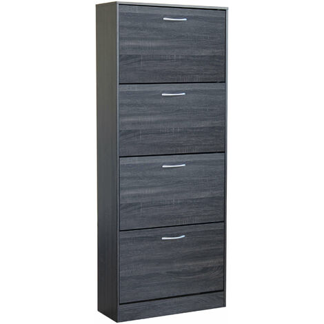 Scarpiera da interno con 4 sportelli a ribalta in legno Helena -  DarkGrey