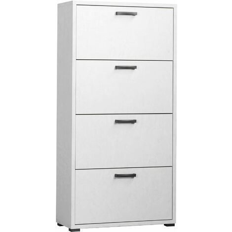 Scarpiera da interno in legno a 4 ante con triplo scomparto Gemma - White