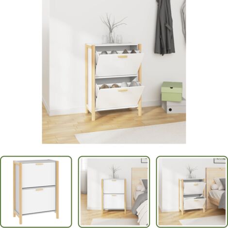 Scarpiera da interno -  Scarpiera Bianca 57,5x33x80 cm in Legno Multistrato