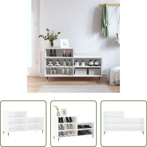 Scarpiera da interno -  Scarpiera Bianco Lucido 102x36x60 cm in Legno Multistrato