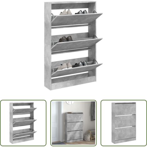 Scarpiera da interno -  Scarpiera Grigio Cemento 80x21x125,5 cm in Legno Multistrato