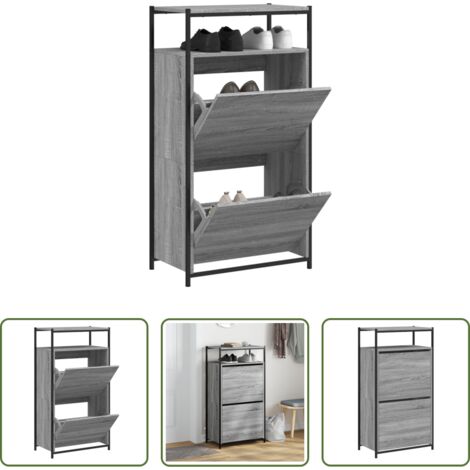 Scarpiera da interno -  Scarpiera Grigio Sonoma 60x34x112 cm in Legno Multistrato