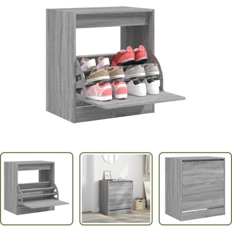Scarpiera da interno -  Scarpiera Grigio Sonoma 60x42x69 cm in Legno Multistrato