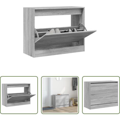 Scarpiera da interno -  Scarpiera Grigio Sonoma 80x34x63 cm in Legno Multistrato