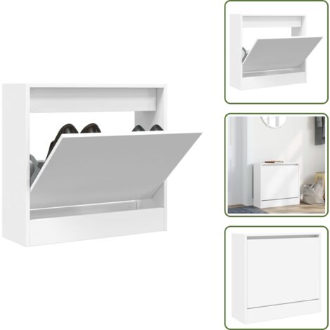 Scarpiera da interno - vidaXL Scarpiera Bianca 60x21x57 cm in Legno Multistrato - Scarpiera con cassetto