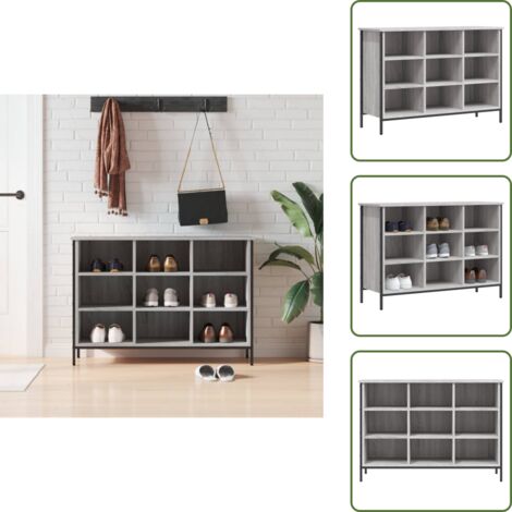 Scarpiera da interno - vidaXL Scarpiera Grigio Sonoma 100x35x70 cm in Legno Multistrato - Scarpiera per scarpe
