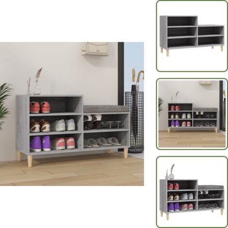 Scarpiera da interno - vidaXL Scarpiera Grigio Sonoma 102x36x60 cm in Legno Multistrato - Scarpiera con scomparti