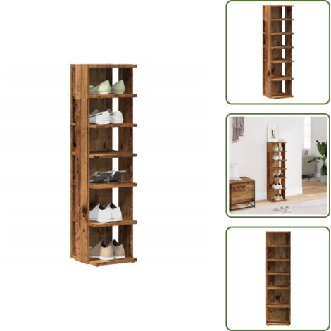 Scarpiera da interno - vidaXL Scarpiera Legno Antico 28x27x102 cm in Legno Multistrato - Scarpiera con ripiani