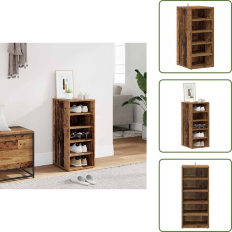 Scarpiera da interno - vidaXL Scarpiera Legno Antico 32x35x70 cm in Legno Multistrato - Scarpiera con scaffali