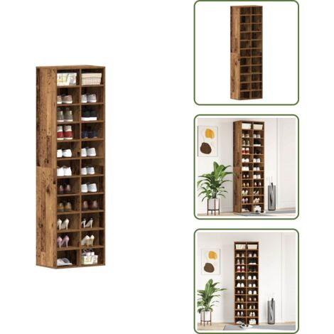 Scarpiera da interno - vidaXL Scarpiera Legno Antico 54x34x183 cm in Legno Multistrato - Scarpiera per casa