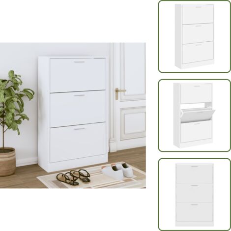 Scarpiera da soggiorno - vidaXL Scarpiera Bianca 63x24x103 cm in Legno Multistrato - Scarpiera da camera da letto