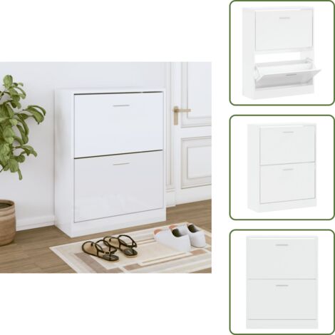 Scarpiera da soggiorno - vidaXL Scarpiera Bianco Lucido 63x24x81 cm in Legno Multistrato - Scarpiera da camera da letto