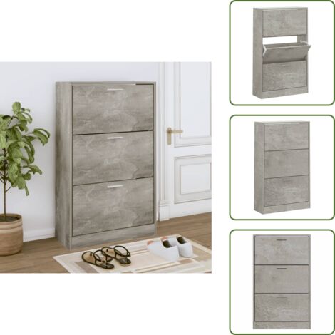 Scarpiera da soggiorno - vidaXL Scarpiera Grigio Cemento 63x24x103 cm in Legno Multistrato - Scarpiera da camera da letto