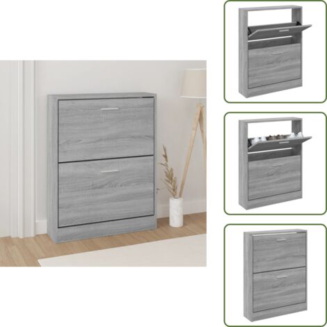 Scarpiera da soggiorno - vidaXL Scarpiera Grigio Sonoma 59x17x81 cm in Legno Multistrato - Scarpiera da camera da letto