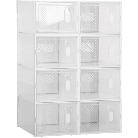 Scarpiera Fai Da Te Scaffale A Incastro Con 8 Scomparti, Scarpiera Rettangolare, Plastica, Trasparente, 25X35X19Cm