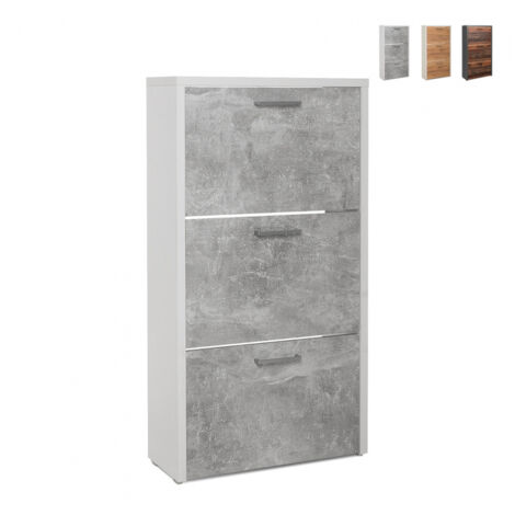 Scarpiera Fulda 1 con 3 ante ribalta colore cemento bianco