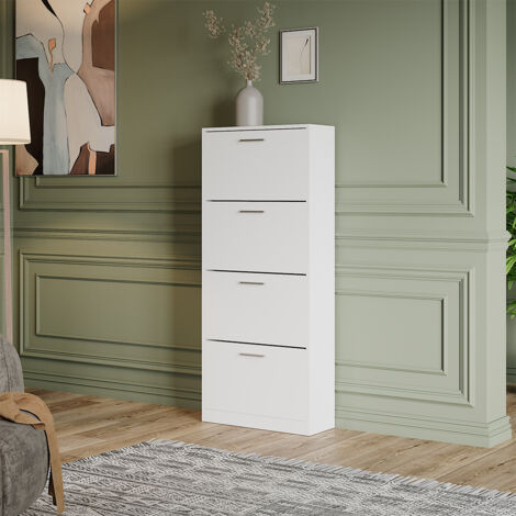 Scarpiera Gizmo, Bianco, 59 x 137 cm con 4 scomparti, Vicco