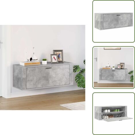 Scarpiera grigia cemento - vidaXL Scarpiera a Muro Grigio Cemento100x35x38cm in Legno Multistrato - Scarpiera con scomparti