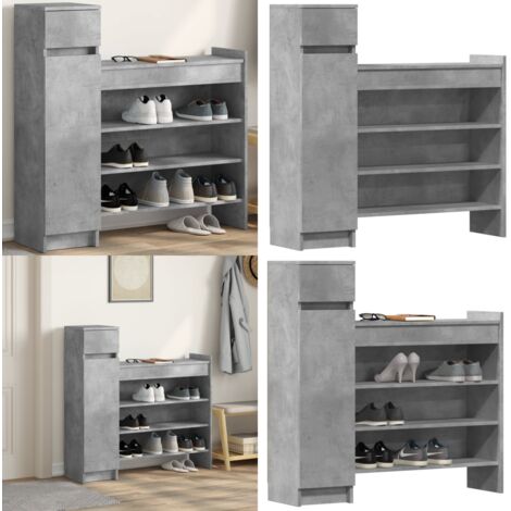 Scarpiera Grigio Cemento 100,5x28x100 cm in Legno Multistrato - Scarpiera grigio cemento - Scarpiera con cassetto