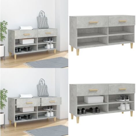 Scarpiera Grigio Cemento 102x35x55 cm in Legno Multistrato - Scarpiera grigio cemento - Scarpiera con cassetti