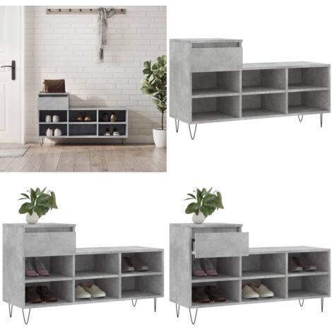 Scarpiera Grigio Cemento 102x36x60 cm in Legno Multistrato - Scarpiera grigia - Scarpiera da interno