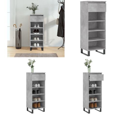 Scarpiera Grigio Cemento 40x36x105 cm in Legno Multistrato - Scarpiera grigio cemento - Scarpiera con cassetto