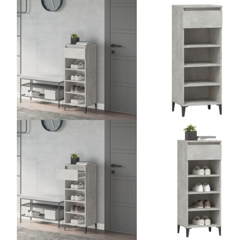 Scarpiera Grigio Cemento 40x36x105 cm in Legno Multistrato - Scarpiera grigio cemento - Scarpiera con cassetto