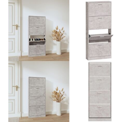 Scarpiera Grigio Cemento 59x17x150 cm in Legno Multistrato - Scarpiera moderna - Scarpiera da ingresso