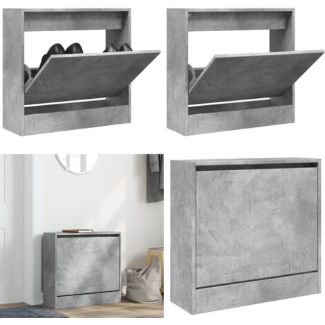 Scarpiera Grigio Cemento 60x21x57 cm in Legno Multistrato - Scarpiera per ingresso - Scarpiera salvaspazio