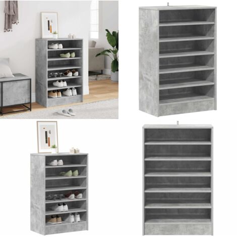 Scarpiera Grigio Cemento 60x35x92 cm in Truciolato - Scarpiera grigio cemento - Scarpiera con ripiani