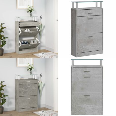 Scarpiera Grigio Cemento 63x24x104 cm in Legno Multistrato - Scarpiera moderna - Scarpiera da ingresso
