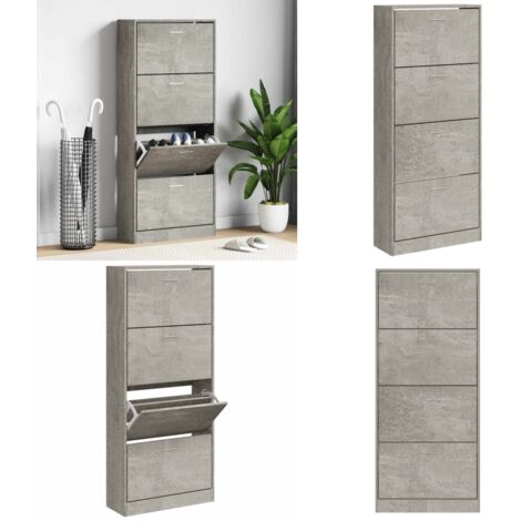 Scarpiera Grigio Cemento 63x24x147 cm in Legno Multistrato - Scarpiera moderna - Scarpiera da ingresso