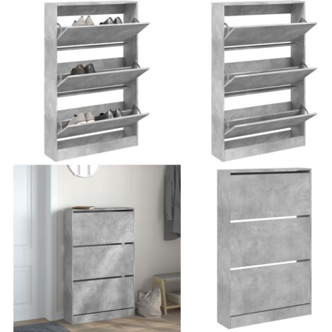 Scarpiera Grigio Cemento 80x21x125,5 cm in Legno Multistrato - Scarpiera da interno - Scarpiera per ingresso