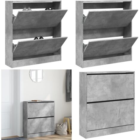 Scarpiera Grigio Cemento 80x21x87,5 cm in Legno Multistrato - Scarpiera per ingresso - Scarpiera salvaspazio