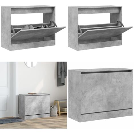 Scarpiera Grigio Cemento 80x34x63 cm in Legno Multistrato - Scarpiera per ingresso - Scarpiera da interno