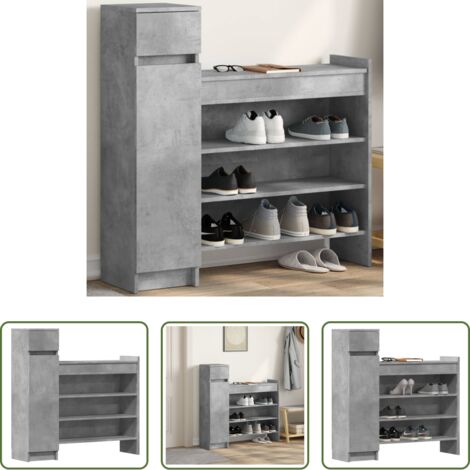 Scarpiera grigio cemento -  Scarpiera Grigio Cemento 100,5x28x100 cm in Legno Multistrato