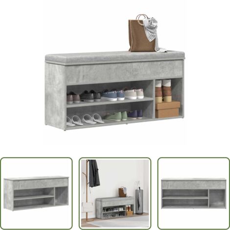 Scarpiera grigio cemento -  Scarpiera Grigio Cemento 102x30,5x45 cm in Legno Multistrato